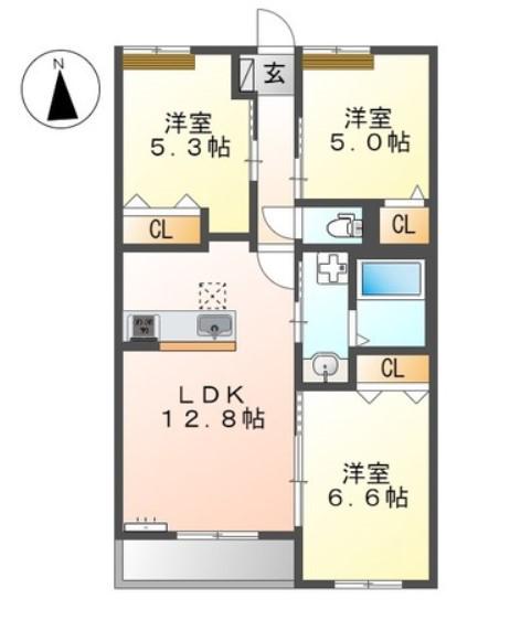 アデランテみくまり(3LDK/3階)の間取り写真