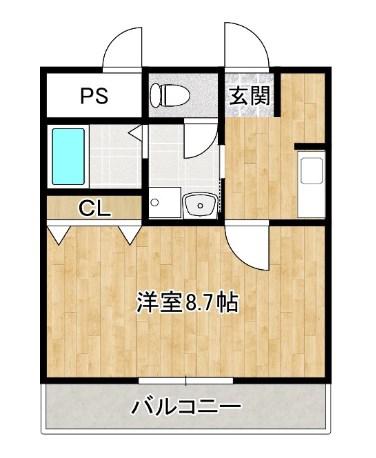 グラッツアモーレ守山(1K/4階)の間取り写真