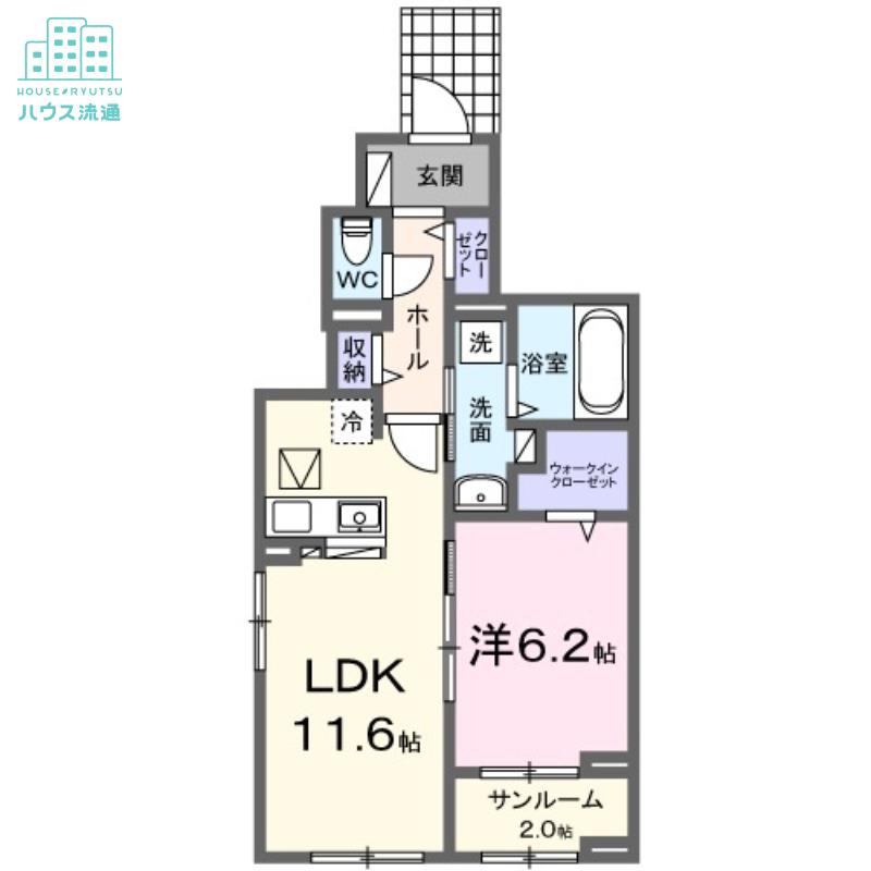 フラワーハイツ弐番館(1LDK/1階)の間取り写真