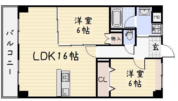 コンフォートスクエアー安部山(2LDK/3階)の間取り写真