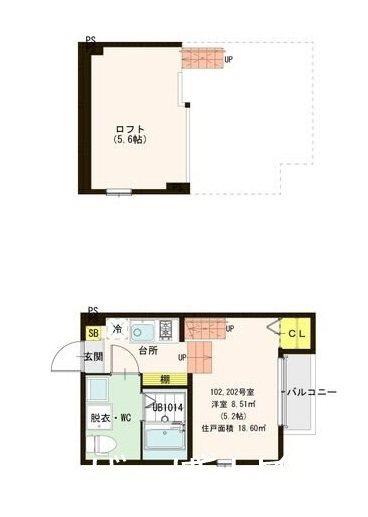 ハーモニーテラス広住町(1K/1階)の間取り写真
