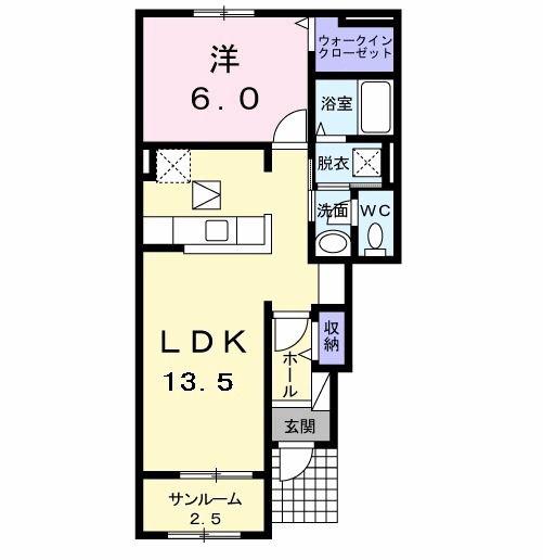 ヴィラヴェント・T.K(1LDK/1階)の間取り写真