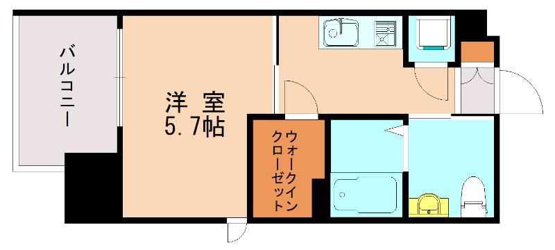 LIVE CASA県庁前(1K/3階)の間取り写真
