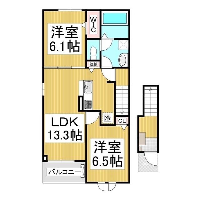 ヴィジェール(2LDK/2階)の間取り写真