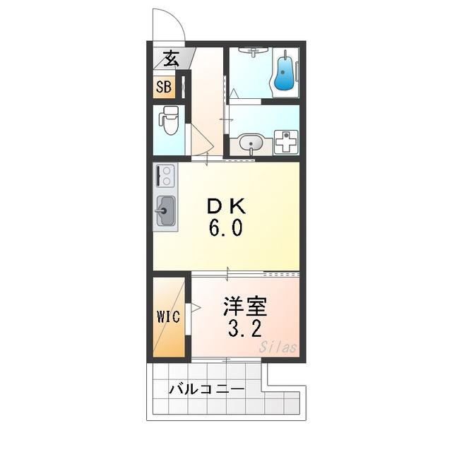 ラシーヌ住吉大社(1DK/5階)の間取り写真