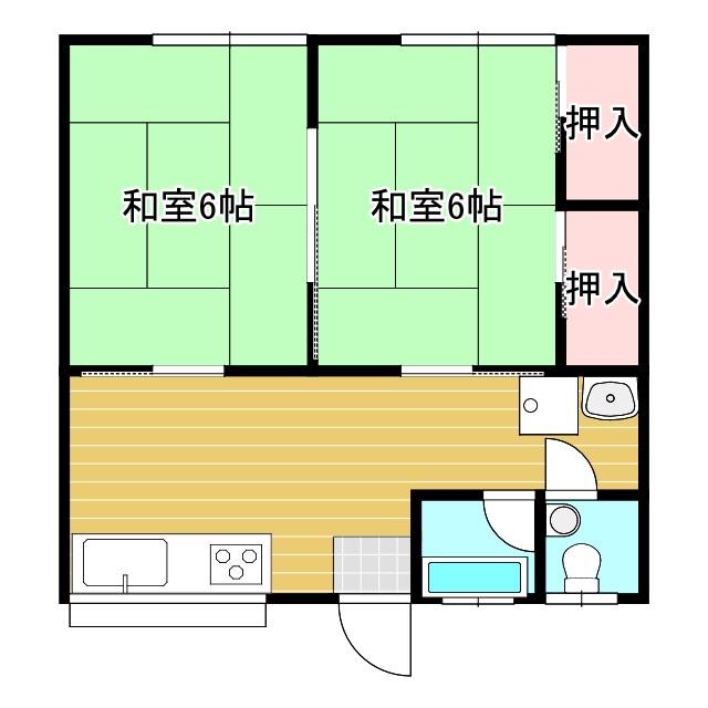石崎コーポ(2DK/1階)の間取り写真