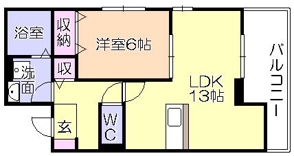 ブルームメゾン(1LDK/1階)の間取り写真