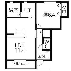 RKYコーポレーション(1LDK/1階)の間取り写真