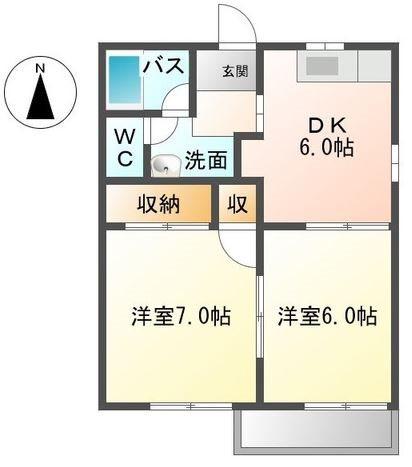 ホープスターB(2DK/1階)の間取り写真