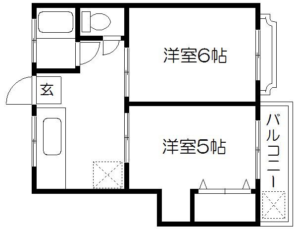 コーポ石川(2K/3階)の間取り写真