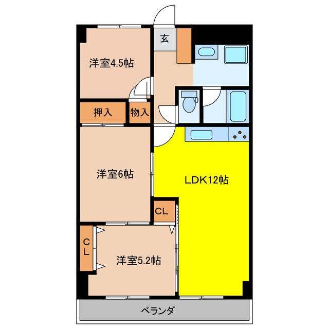 泉が丘ハイツ(3LDK/4階)の間取り写真