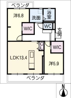 ハイライズ戸ヶ崎(2LDK/3階)の間取り写真