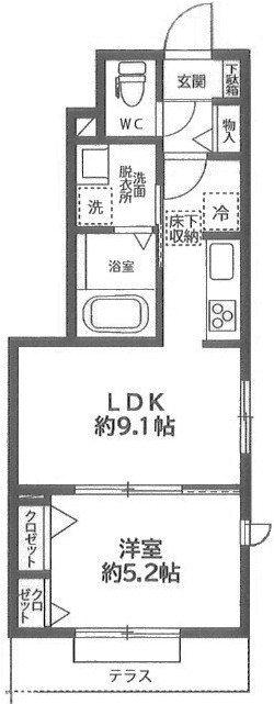 カサ・ボヌールI(1LDK/1階)の間取り写真