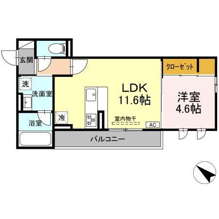 トリシア ホワイト(1LDK/3階)の間取り写真