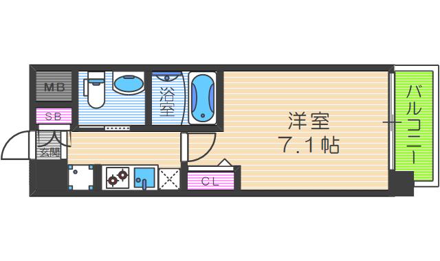 エグゼ天神橋(1K/4階)の間取り写真