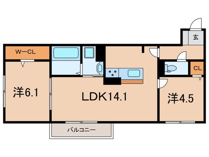 ファミールノーヴェ(2LDK/1階)の間取り写真