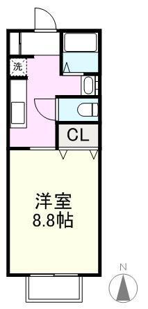 エスポワールD(1K/1階)の間取り写真