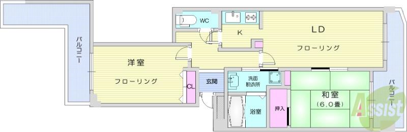 ロイヤルガーデン森林公園(2LDK/4階)の間取り写真