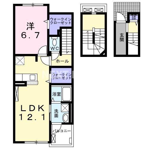 セルソーレ(1LDK/3階)の間取り写真