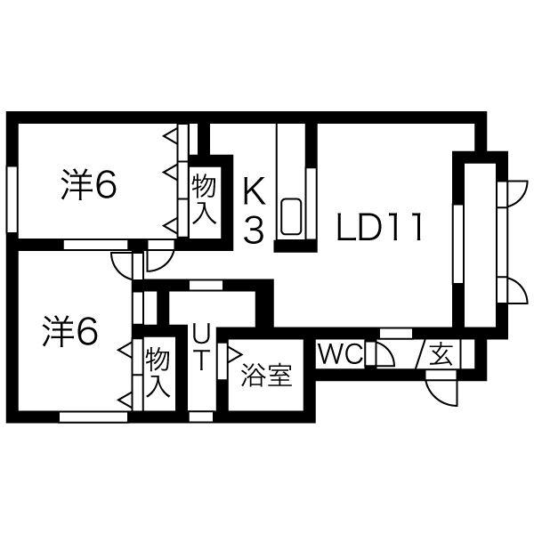 JOY2号館(2SDK/2階)の間取り写真