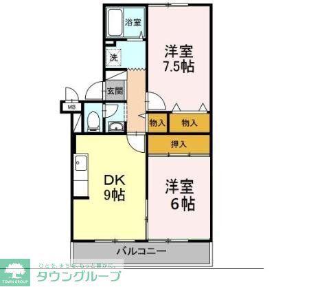 ピアエスポワール(2DK/3階)の間取り写真