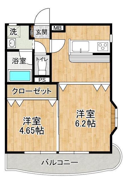 セントラルリージェントII(2DK/2階)の間取り写真