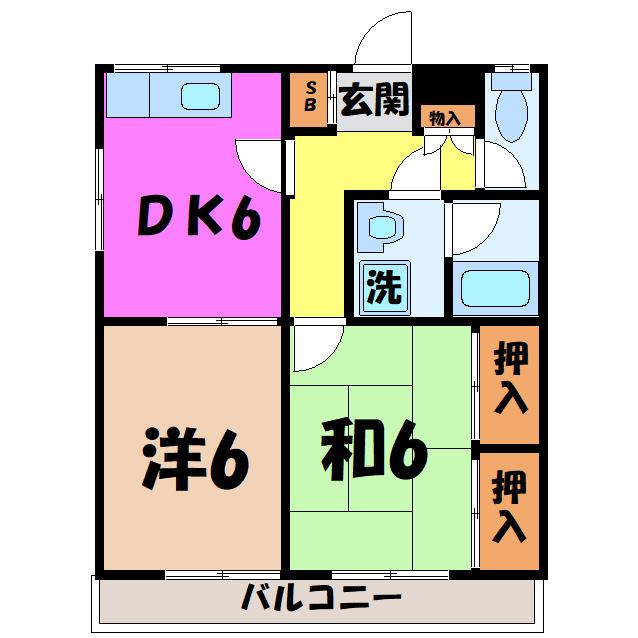 フローレンス(2DK/2階)の間取り写真