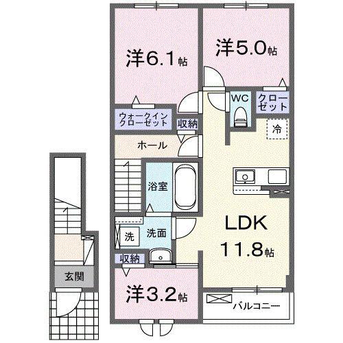 グレース辰の木(3LDK/2階)の間取り写真