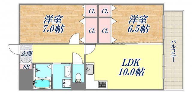 フローレンス夙川(2LDK/2階)の間取り写真