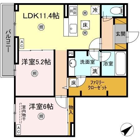 アミティエY(2LDK/1階)の間取り写真