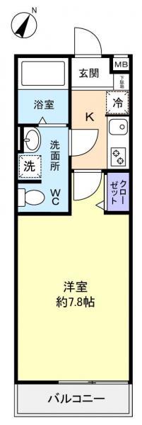 アムール高堀(1K/2階)の間取り写真