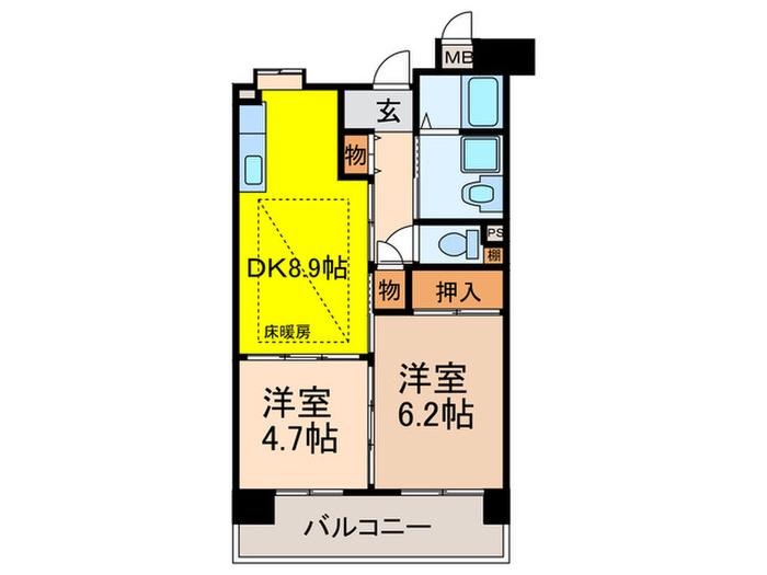 OPH北千里青山台3号棟(2DK/6階)の間取り写真