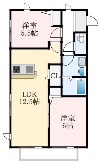 ハイムコンフォート(2LDK/2階)の間取り写真