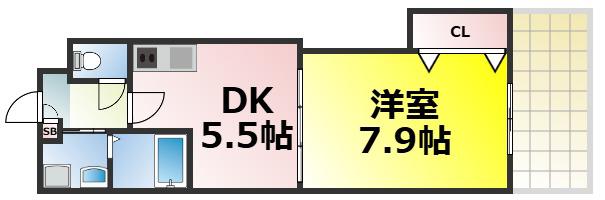 フォレスト西道頓堀(1DK/5階)の間取り写真