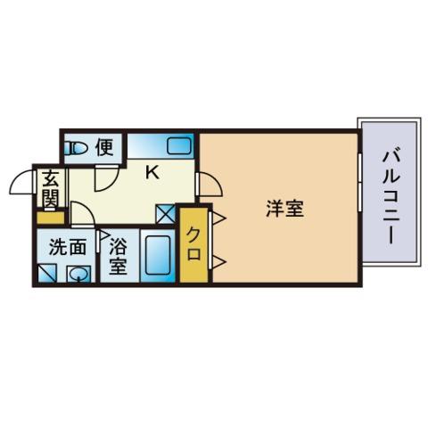 エンクレスト博多駅前Ⅲ(1K/13階)の間取り写真