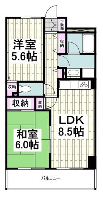 ガーデンシティ金沢文庫(2LDK/4階)の間取り写真
