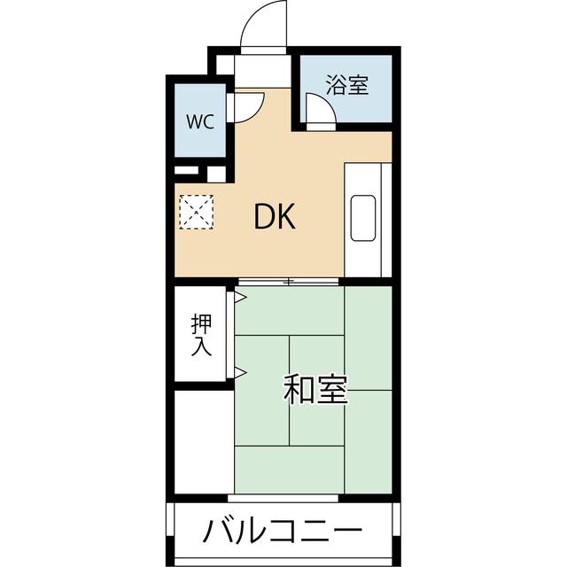 アイランド大濠(1DK/4階)の間取り写真