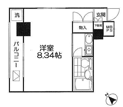アズール上野(1K/6階)の間取り写真