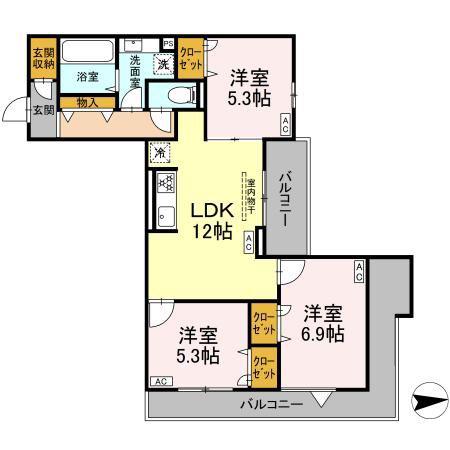 オルテンシア(3LDK/3階)の間取り写真