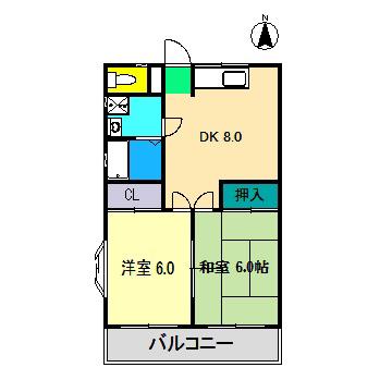 ハイツM1(2DK/2階)の間取り写真