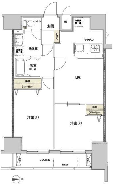 FEETH日暮里(2LDK/8階)の間取り写真