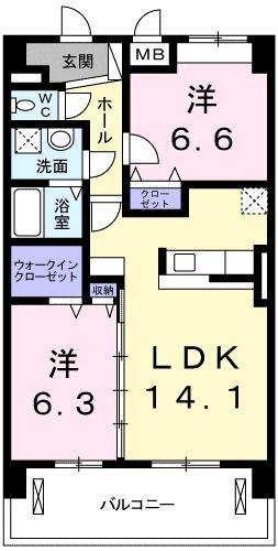 プラシード 栄(2LDK/4階)の間取り写真