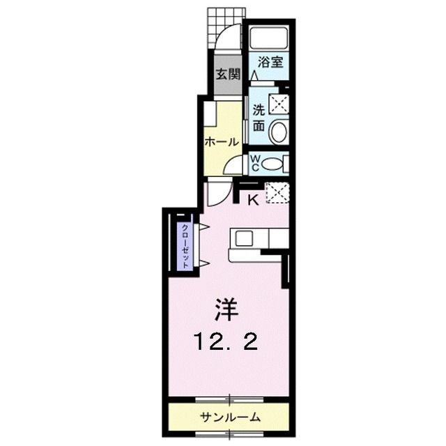 パインコーン二番館(ワンルーム/1階)の間取り写真