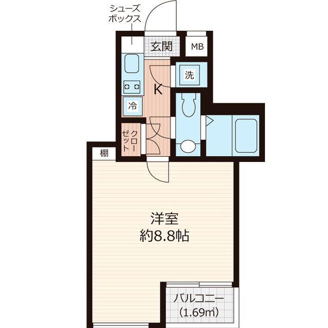 BEVERLY HOMES赤塚公園II(1K/3階)の間取り写真