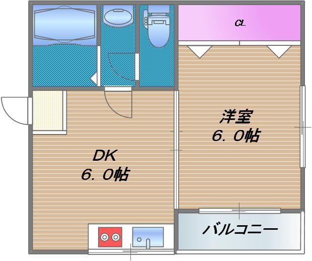 ハイツマスダ大今里南(1DK/3階)の間取り写真