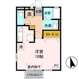 アムール B(1K/1階)の間取り写真