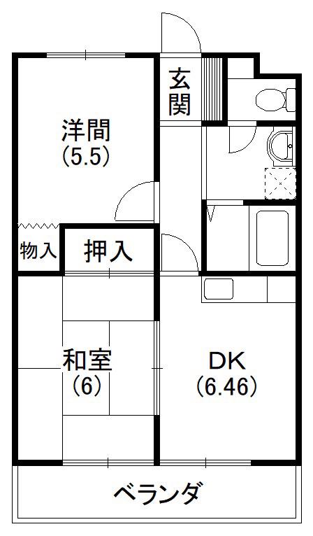 マンション歩(2DK/3階)の間取り写真