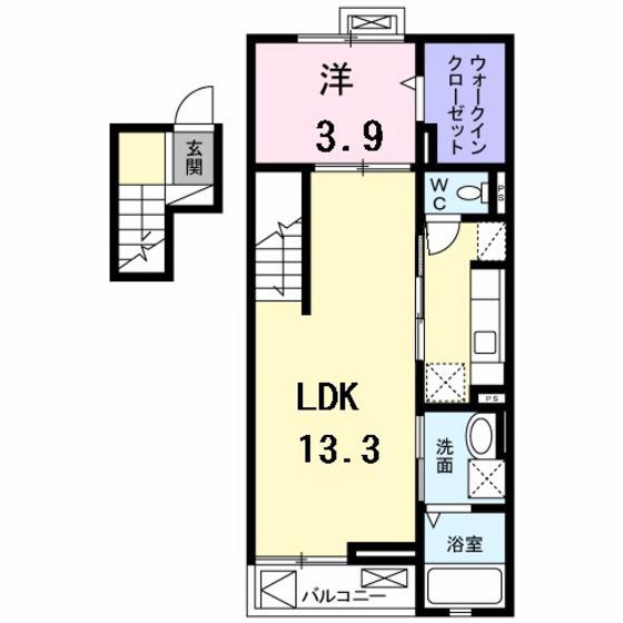 プラシード石屋山(1LDK/4階)の間取り写真