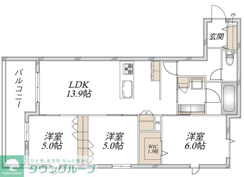 VESTA(3LDK/2階)の間取り写真
