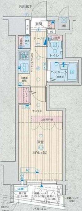 エステムプラザ日本橋二番館(1K/2階)の間取り写真